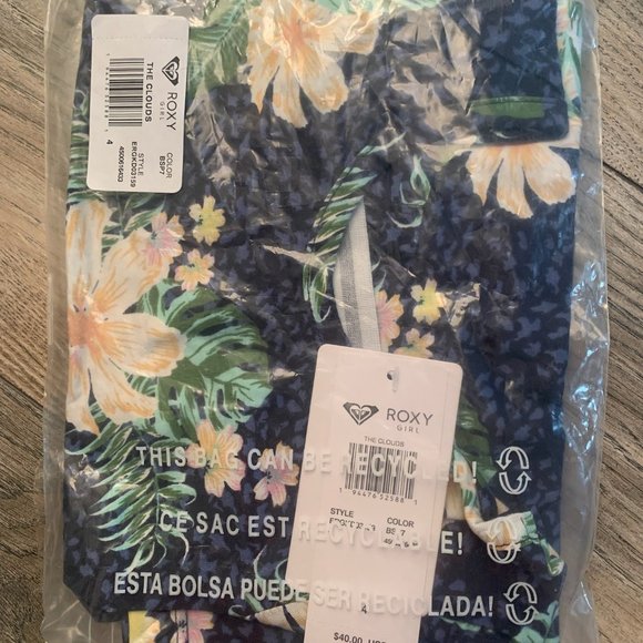 NWT ROXY GIRL THE CLOUDS SHORT SLEEVE DRESS BLUE FLORAL PRINT DRESS 4 & 6 - Picture 8 of 10